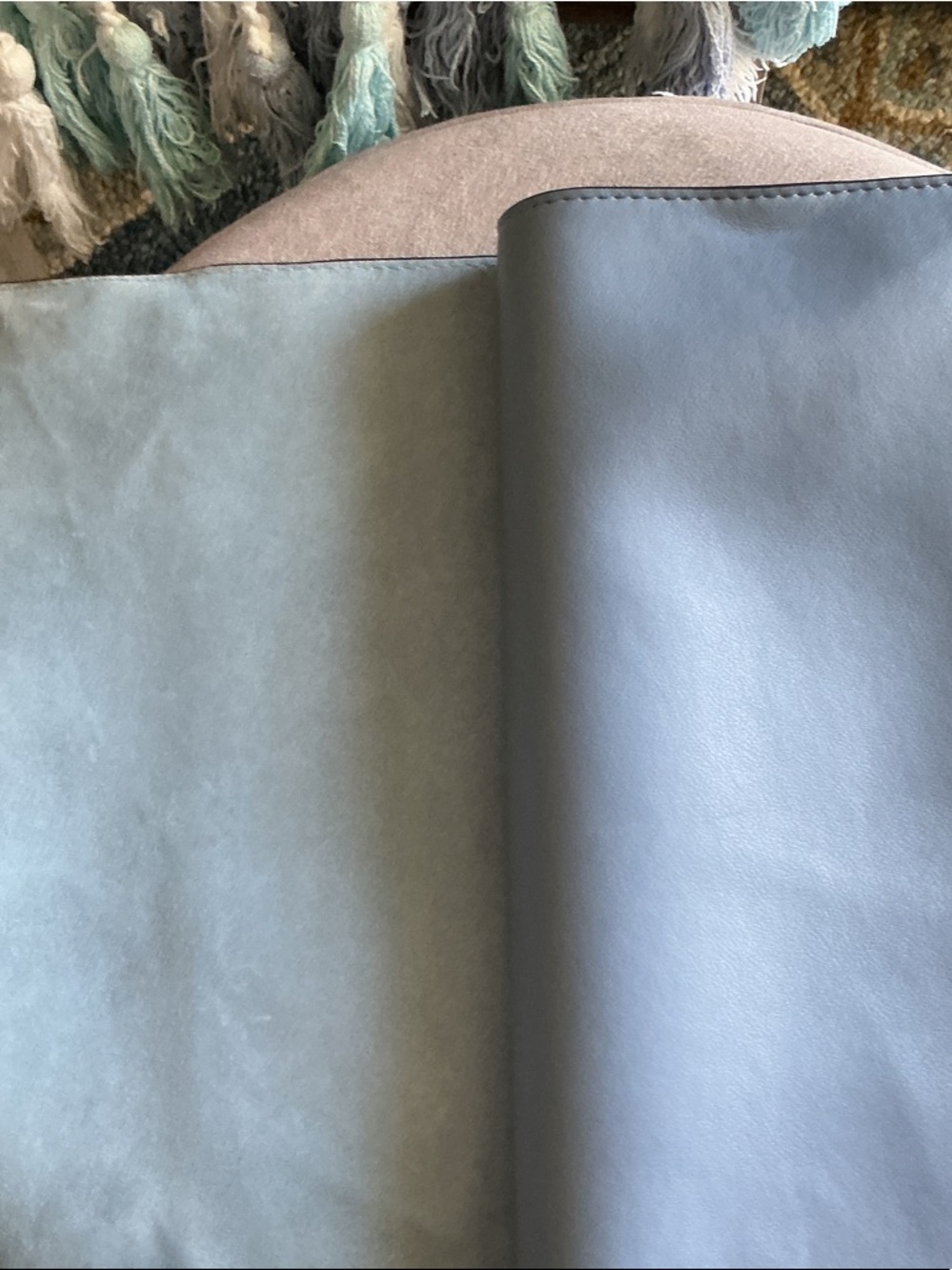 Proenza Schouler Light Blue Leather Tote with Double Compartments and Top Tie - Picture 6 of 8
